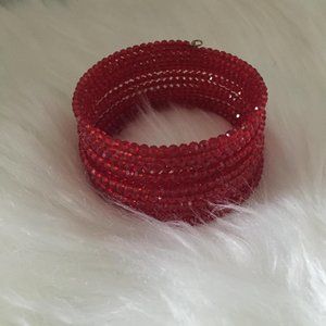 Red crystal wire wrapped bracelet